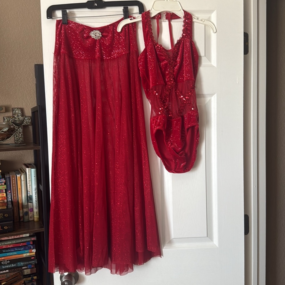 Red glittery dance costume